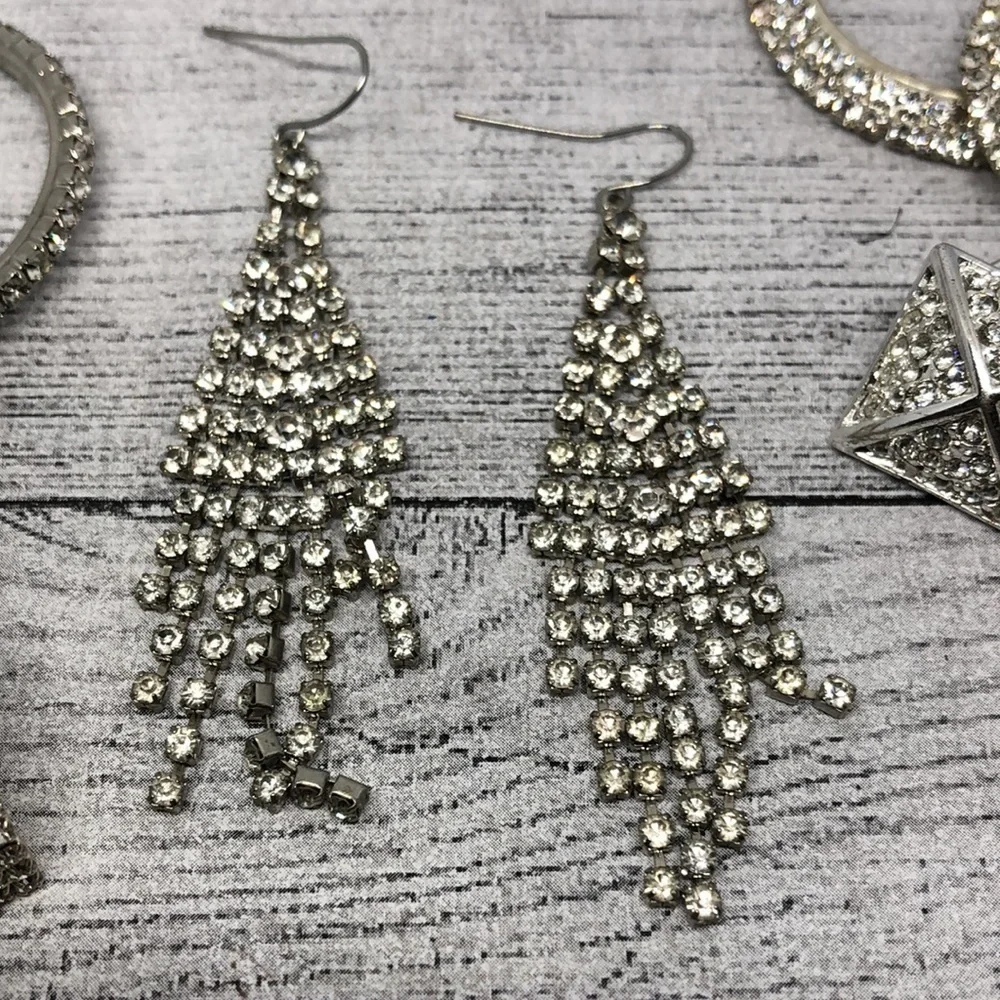 Bundle lot 7 dazzling rhinestone glam earrings statement variety